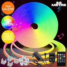 Sese Ve Müziğe Duyarlı Neon Led Rgb Esnek 2,5 Metre Kumandalı