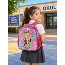 Kız Çocuk Desenli Okul Çantası Anaokulu İlkokul Sırt Çantası 27x37 Cm Lacivert
