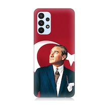 Samsung Galaxy A33 Uyumlu Mustafa Kemal Atatürk Ve Bayrak Desenli Silikon Kılıf