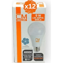 12 Adet - 9w Led Sarı Işık 4000k E27 Duylu Ampul