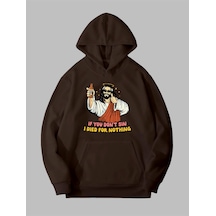 Harmandar Üç İplik Jesus Baskılı Unisex Kahverengi Kanguru Cepli Kapüşonlu Sweatshirt Hoodie Jesuskahverengisweat