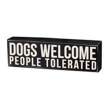 19133 Kelime Kutusu İşareti, 10x3, Dogs Welcome, Siyah