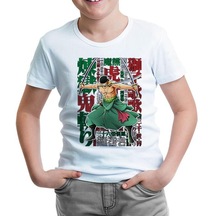 One Piece Roronoa Zoro With A Swords İn The Mouth Beyaz Çocuk Tshirt 001