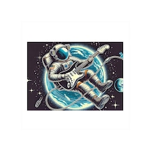 Astronot Ve Elektro Gitar Tasarım Mdf Tablo