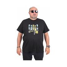 Moc Grande Mocgrande Erkek Büyük Beden Sıfır Yaka Tişört Think 25184 Sıyah SIYAH
