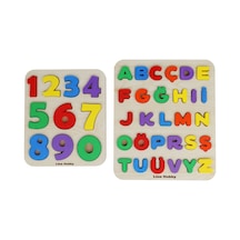 Alfabe Ve Rakam Puzzle İkili Set - Ahşap Tabanlı Ve Pla Harf/rakamlar Eğitici Oyuncak Sayılar + Harfler