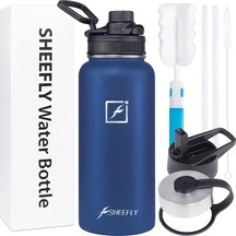 Willowhaven Navy Blue 32oz Paslanmaz Celik Termos Sızdırmaz 3 Kapaklı Bpa Free Lacivert