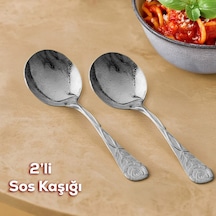 Porsima 5216 Metal Gümüş 2 Li Sos Kaşığı Kepçe 13cm