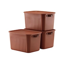 3 Adet Modern Kapaklı Saklama Kutusu Seti -15 Litre Turuncu -taşınabilir Kulplu, Dolap İçi Düzenleyici, Çok A Çok Renkli
