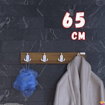 Modilayn Arı Serisi 12 Kancalı 61,4x9,6 Cm 4'lü Set Banyo Askısı Ekstra Düzen Ve Yer Tasarrufu Ceviz - Ekru