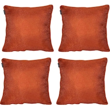 4'lü  Hasır Dokulu Fitilli Çift Taraflı Kırlent Kılıfı Turuncu-1058