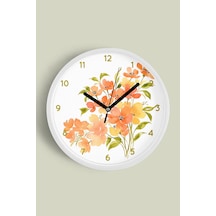 Soyut Çiçek Modern Duvar Saati - 30cm - Önü Camlı Beyaz Kasa - Sessiz Mekanizma-jh0872 Beyaz