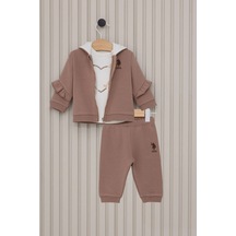 U.S. Polo Assn. Kız Bebek 3lu Takım - Vizon Vizon