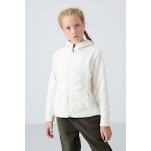Tommy Life Ekru Kalın Yumuşak Dokulu Standart Fit Nakışlı Polar Kız Çocuk Sweatshirt - 75152 Ekru