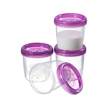 4'lü Ölçülü Sızdırmaz Saklama Kabı - Anne Sütü Bebek Beslenme Mama Kabı Seti 4x180 Ml Şeffaf