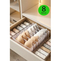 2 Adet 8 Bölmeli Şeffaf Sütyen Düzenleyici 38x30x11cm Pvc Kenarlı Polyester Beyaz Tr Diğer