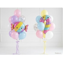 Candy Clouds / Şeker Bulutları Temalı Balon Seti 22 Parça Açık Gri - Fuşya - Pembe - Mor