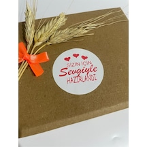 Sizin İçin Sevgiyle Hazırlandı Kalpli Kırmızı Yazılı Yuvarlak Yapışkanlı Etiket 4x4 Cm 120 Adet