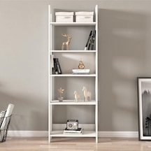 Country Dekoratif 5 Raflı Ev-ofis Kitaplık, Modern Kütüphane - Beyaz Country Dekoratif 5 Raflı Ev-ofis Kitaplık, Modern Kütüphane - Beyaz