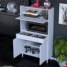 Modilayn Vio 95x163,4x32.5 Cm Çekmeceli, Kapaklı, Ekmeklikli. Mini/midi Mikrodalga Mutfak Dolabı Beyaz