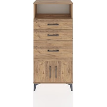 Hyperion Dolap Tek Raflı 3 Çekmeceli 2 Kapaklı 60x44x134 Çam-çam Atlas Çam