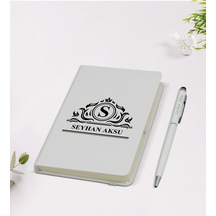 Kişiye Özel İsimli 9x14cm Beyaz Defter Ve Kalem Hediye Seti - Model 12