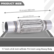 Egzoz Spiral Flex Borusu,45mmx 290mm Üniversal Tip, Paslanmaz Çe