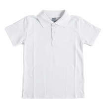 Beyaz Kısa Kol Düz Yakalı 6-16 Yaş Çocuk Okul Lakos Tişört T-Shir