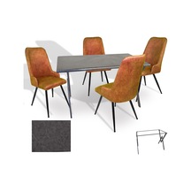 Anemon - Çırağan Masa Takımı Werzalit, Allzalit, Vermodin Tabla 80x140 - Grey Marble - Kiremit Çok Renkli