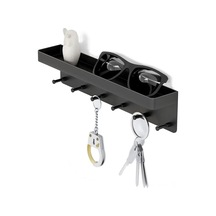 Xindoker Şık Siyah Duvara Monte Çok Amaçlı Organizatör - 6 Çelik Kancalı Pratik Ev Düzenleyici Siyah