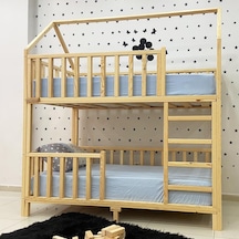 Markaawm Markaawm Montessori Yatak Çatılı Doğal Ahşap Ranza Karyola Akçaağaç
