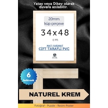 Krem-20mm-34x48 Cm Mat Pvc Li Camsız Fotoğraf Puzzle Belge Çerçeve Yatay Dikey Asılabilme 00072841