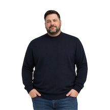 Battalmoda Erkek Büyük Beden Lacivert Yarım Balıkçı Triko Kazak 3xl-4xl-5xl-6xl