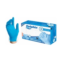 Dolphin Nitril Pudrasız Muayene Eldiveni Mavi M 100 Adet