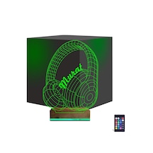 Luvivia Dj Müzik Kulaklık Kişiye Özel 3d Lamba - Masa Gece Lambası Şeffaf