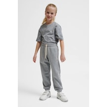 Hummel Pamuklu Loose Fit Logolu Elastik Paça Eşofman Altı Unisex Çocuk Eşofman Altı 232951-2006 Gri Melanj
