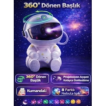 Astronot Şekilli Galaksi Projeksiyon Gece Lambalı Kumandalı Çocuk Odası Uzay Lambalı Beyaz