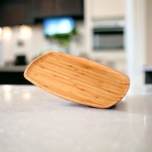 Lüx Bambu Kayık Sunum Tabağı Servis Tabak 30x18cm Sunum Tabağı Dikdörtgen Sunum Tabağı Çok Renkli