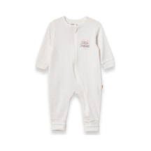 Babycosy Organic Wear %100 Organik Pamuk,ribana Kız Bebek Tulum Little Princess Baskılı-yenidoğan Ve Bebek Serisi Ekru