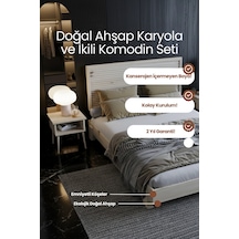 Alaz Model Yatay Başlıklı Masif Ahşap Karyola Ve 2 Adet Komodin Kolay Kurulum Fırınlanmış İthal Sibirya Çamı 120x200 Yatak Uyumlu 2 Adet Komodin - Doğal