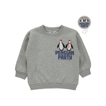 Civil Boys Penguın Party Baskılı 2-5 Yaş Sweatshirt - Gri Grimelanj