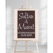 Söz Nişan Düğün İçin 50x70 Karşılama Panosu - Çiçek Tasarımlı 002 Beyaz