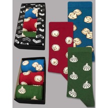 Kingkit Baskılı Ve Desenli Komik Çoraplar 3 Çiftlik Set 12197473 Mavi