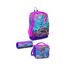 Coral High Kids Pembe Mor Kaplumbağa Desenli 3 Lü Okul Çanta Seti Set0123756 Çok Renkli