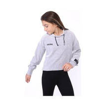 Toontoy Kız Çocuk Kapüşonlu Kadife Sweatshirt Gri Melanj
