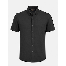 Classics Men Jet Polo Likralı Kısa Kol Slim Fit Gömlek - 7669 Siyah