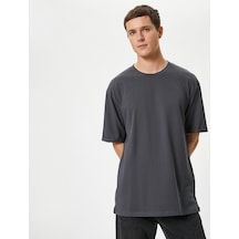 Koton Basic Oversize Tişört Bisiklet Yaka Kısa Kollu Antrasit 5wam10045hk Antrasit