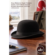 3 Adet Atatürk Şapkası Keçe Malzeme Siyah Yetişkin Şapka, Geleneksel Tasarım, Kıyafet Aksesuarı, Felt Hat