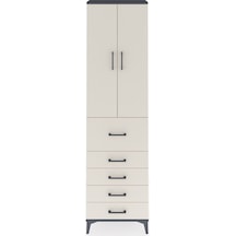 Arges Dolap 2 Raflı 5 Çekmeceli 2 Kapaklı 60x30x221 Antrasit-... Antrasit