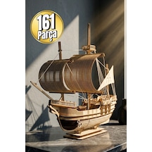 Ahşap Yelkenli Gemi Maketi - Kendin Yap Dıy Dekoratif Kit - 3d Puzzle - 41cm